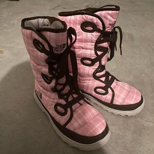 The North Face Pink Plaid Winter Boots